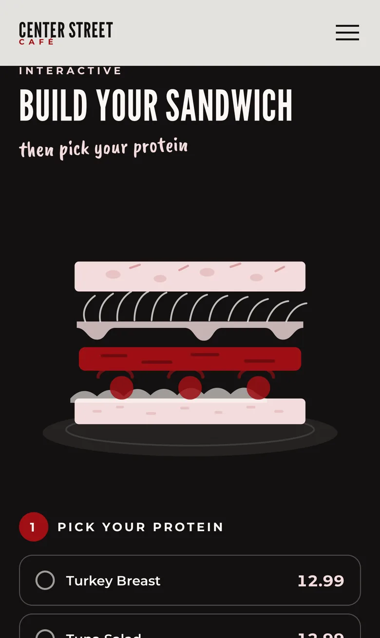 The sandwich builder on an iPhone.